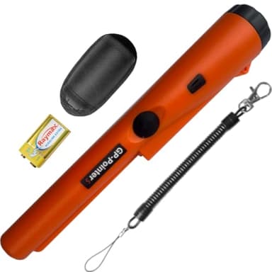 JYVY Power Pro GP-Pointers Metal Detector Pinpointer – Waterproof 360° High Accuracy Search Probe for Treasure Hunting, Professional Handheld Pinpointer Wand, with 9V Battery (Vibrant Orange)