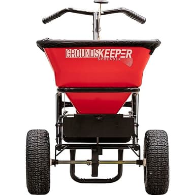 Buyers Products 3039632R Grounds Keeper Commercial All Season Walk Behind Push Spreader, 100lb Capacity, For Seed, Fertilizer, Winter Salt & Snow Melt, Included Grate & Cover With Enclosed Gearbox