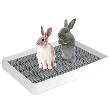 FHTONGE Extra Large Rabbit Litter Box Trainer Tray, Bunny Potty Training Litter Box for Cage,Rectangular Rabbits Litter Pan Pet Toilet with Grid for Squirrel Guinea Pig Rat Chinchilla Hedgehog Hamster