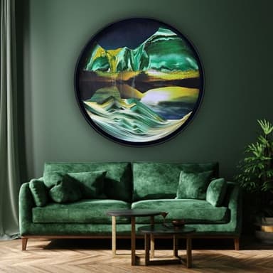 Mtadmai 24" Moving Sand Art, 3D Sand Art Pictures Deep Sea Sandscape Living Room Decoration, 360° Rotate, Glass Crafts Solid Wood Frame, Relaxing Mood Home Office Work Wall Art Decor