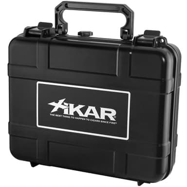 Xikar Travel Cigar Humidor Case with Airtight Seal | ABS Plastic Portable Humidor Box Cigar Travel Kit | Waterproof, Crush-Proof Cigar Holder with Humidifier Disc, Holds up to 20 Churchill Cigars