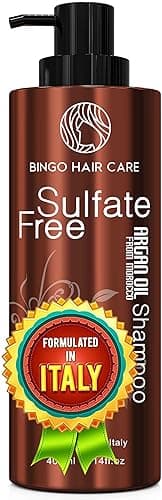 BINGO HAIR CARE Moroccan Argan Oil Shampoo - Sulfate Free, Anti Frizz Hydrating Thickening Care for Women and Men - Deep Moisturizing Treatment for Color Treated, Curly, Frizzy, Damaged and Dry Hair