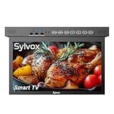 SYLVOX 15.6" Flip Down Smart TV Under Cabinet Google TV Supports 360 Degree Rotation WiFi & Wireless Connection, Storage Design for Kitchen Bedroom RV Yacht (Classic Black)