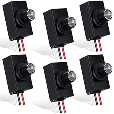 Flutesan 6 Packs Dusk to Dawn Sensor for Outdoor Lighting 100-277V Photoelectric Switch Photocell Light Sensor for Most Outdoor Lighting Fixtures