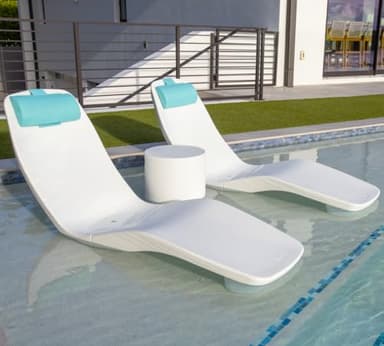 REZVANI FURNITURE STUDIO Tenjam Laylo in Pool Lounge Chairs for Sun Shelf Set of Two, Pool Chairs and Lounger for Tanning Ledge with Optional Risers That Support up to 22" of Water Depth