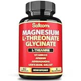 Satoomi 8in1 Magnesium L-Threonate and Glycinate - Plus Ashwagandha, L-Theanine, Lions Mane Vitamin D3 and More - Supports Brain Health & Memory - 60 Count