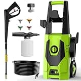 AgiiMan Electric Pressure Washer - 4800PSI Max 3.2GPM Power Washer with 35FT Power Cord, 20FT Hose, Soap Tank, High Pressure Washer Electric Powerd Car Cleaning for Garden, Patios, Yard, Green