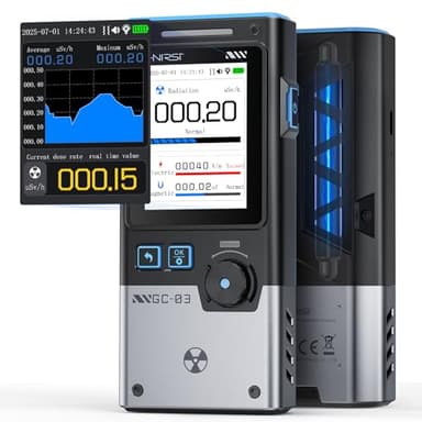 FNIRSI GC-03 Geiger Counter Electromagnetic Detector, 3IN1 Nuclear Radiation Detector EMF Meter, Not Support RF Detection, Handheld Rechargeable Radiation Dosimeter, Beta Gamma X-ray Radiation Monitor