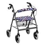 Rnyleeg Rollator Accessories for Ladies Purple Flower Boho Pattern Rollator Walker Seat and Backrest Rollbar Covers Set