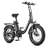ENGWE L20 2.0 1125W Motor Peak, Upgraded Folding Electric Bike for Adults, 20 * 3.0" Fat Tire Step-Thru Ebike, 52V13Ah 68Miles Long Range 28MPH 75N.m Torque Urban Commuter,7-Speed Gears-Black