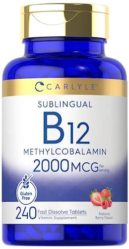 Carlyle B12 Vitamin 2000 mcg | 240 Fast Dissolve Tablets | Sublingual Methylcobalamin | Berry Flavor | Vegetarian, Non-GMO & Gluten Free Supplement