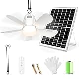 Gliztech Solar Ceiling Fan Kit 20'', 20000mAh Portable Canopy Fan with 30W Solar Powered Rechargeable Ceiling Fan with Light and Remote Control, Outdoor Fan for Camping,Gazebo,Patio