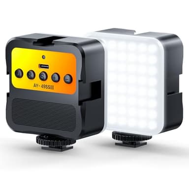 Cold Shoe Camera Light: Color LED Video Light- 3200K-5600K+CRI95 Rechargeable Camera Light, 3 Cold Shoe Mount for DSLR/GoPro/Sony/Canon, Vlog Filming TikTok Live & Photography