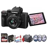 Panasonic Lumix G100 4K Mirrorless Camera with 12-32mm Lens for Photo and Video Vlogging (DC-G100KK) + Filter Kit + 64GB Card + Card Reader + Bag + Cleaning Kit