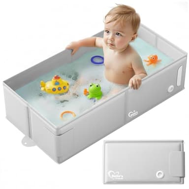 Baby Bathtub, Bath Essentials for Boys Girls, Collapsible & Portable Bathtub for 6M-3Y Infant Toddler, Baby Shower Gifts & Registry Search, Beach Vacation Travel Essential for Newborn, Toddler, Kids