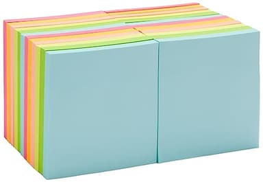 Amazon Basics Square Sticky Notes for Organizing, Reminders, To Do Lists, Clean Removal, 3"x3", 24-Pack, Assorted Colors