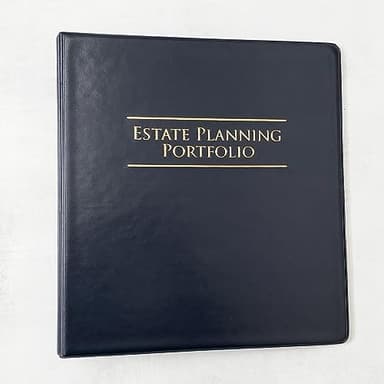 Estate Planning Portfolio 3-Ring Binders – Leather Like Feel with Gold Debossed Title. Dividers and Sheet Protectors Included (Estate Planning Portfolio, Navy, 1 1/2" Capacity)