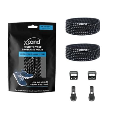 Xpand No Tie Elastic Boot Laces. Hi-Vis Reflective Shoelaces. Ultra Durable for Hiking, Triathletes and Crossfit