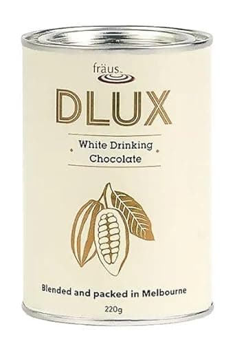 Fraus DLUX White Drinking Chocolate, Creamy White Chocolate Powder for Hot or Iced Drinks (220G)