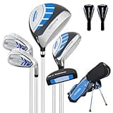 XDriveMax 6 Pieces Kids Golf Club Set, Junior Golf Club Set Ages 9-12 Includes Stand Bag, 1# Drive, 5# Hybrid, 6/7#, 9/P# Irons and Putter Right Hand for Boys Girls