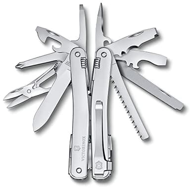 Victorinox Swiss Tool Spirit MX Clip Swiss Army Knife, 25 Function Swiss Made Multitool with Large Blade, Pliers and Wire Cutter - Silver