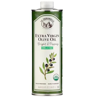 La Tourangelle, Organic Extra Virgin Olive Oil, Cold-Pressed Early Harvest EVOO from Spain, Bright & Peppery, 33.8 fl oz (1 Liter) - Spanish with Polyphenols for Cooking, Drizzling, Marinades, and Dipping