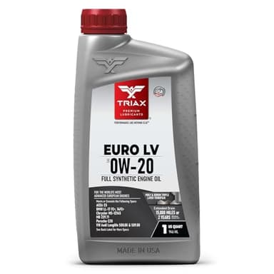 TRIAX Euro LV 0W-20 Full Synthetic European Car Engine Oil | 15K Miles | Compatible with BMW LL-12+, LL-17+, MB 229.71, VW 508.00/509.00 (1 Quart)