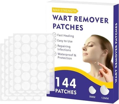 KUNJAYER Wart Remover Patches, Skin Care Removal Patches with Maximum Strength, Fast & Easy Operate Hydrocolloid Waterproof Invisible Sticker for All Skin Types-144pcs