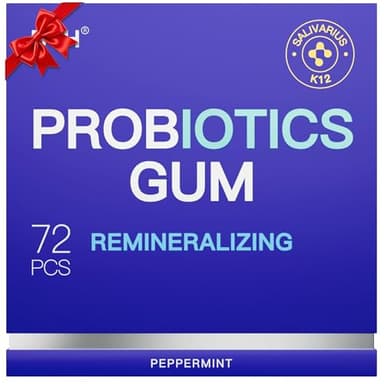 Remineralizing Gum with Nano Hydroxyapatite Probiotics - Xylitol Chewing Gum Peppermint Sugar Free - Enamel & Oral Care Fresh Breath Support - Aspartame Free, Plastic Free, Dye Free - 72 Pieces (18 Count (Pack of 4))