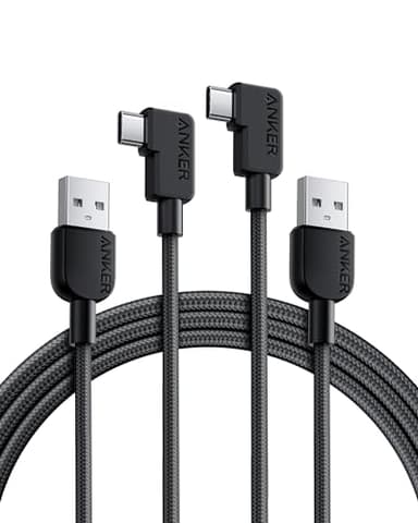 Anker Cable [2 Pack 6FT], Right Angle USB A to USB C Braided Cable, Durable 90 Degree Type C Cord for Samsung Galaxy Note 10,LG V30 (Black)