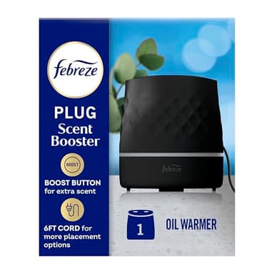 Febreze Plug Scent Booster in Black, Continuous Scent Device Oil Diffuser, Compatible with Febreze Air Freshener Plug in Refills