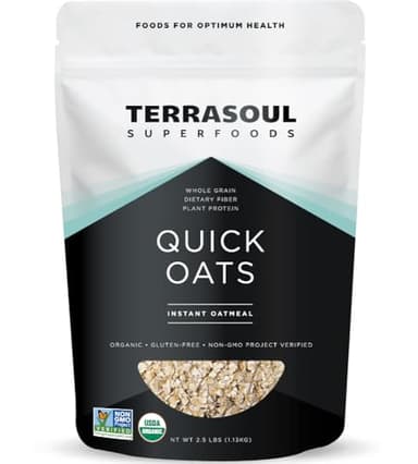 Terrasoul Superfoods Organic Instant Quick Oats, 2.5 Lbs, Premium Grade, Non-GMO, Gluten-Free Breakfast Essential