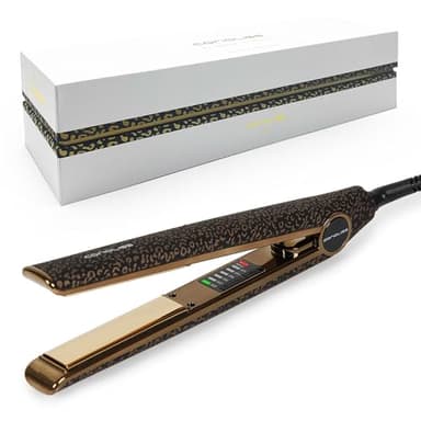 Corioliss C1 Flat Iron Hair Straightener Professional Titanium Plates Temperature Control Travel Case (Leopard Gold Soft Touch)