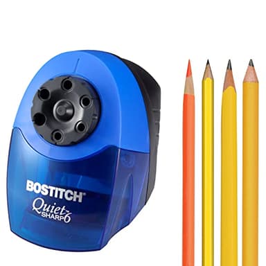 Bostitch Office QuietSharp Electric Pencil Sharpener, Heavy Duty Classroom or Office Use, Size Selector with 6 Different Sizes, Blue