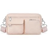 TOPEAST Crossbody Bags for Women - 2025 New Nylon Cross Body Purse with Multi Pockets, Lightweight Shoulder Bag Sling Fanny Pack Crossbody Handbags with Adjustable Strap for Travel, Daily, Pink