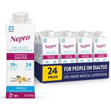 Nepro Nutrition Shake for People on Dialysis, 19g Protein, 420 Calories, Vanilla, 8 fl oz, Pack of 24