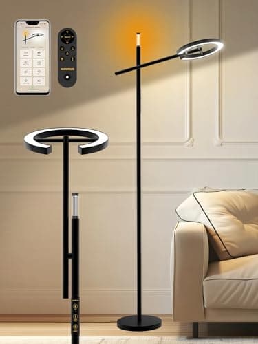 10000 Lux Light Therapy Lamp, UV-Free Sunlight Lamp, Happy Therapy Lamp, Smart Floor Lamp with Remote & App, 7 Brightness & 4 Color Temps, Full Spectrum Sun Lamp, LED Task Lamp Reading Floor Lamp