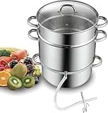 Cooks Standard Canning Juice Steamer Extractor Fruit Vegetables for Making Jelly, Sauces, 11-Quart Stainless Steel Multipot with Glass Lid, Clamp, 2-Pcs Hose