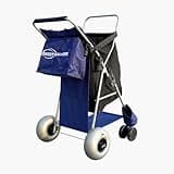 CRESTWALKER Beach Cart with 10‘’ Balloon Wheels, Holds 4 Folding Chairs, Collapsible Wheeler with Big Wheels for Sand, Pump Included