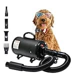 High-Velocity Dog Dryer for Grooming - Quiet Pet Hair Blow Dryer with Heater, 4 Nozzles & Adjustable Speed - Professional Dog Blower for Large Dogs, Thick Coats & Deshedding