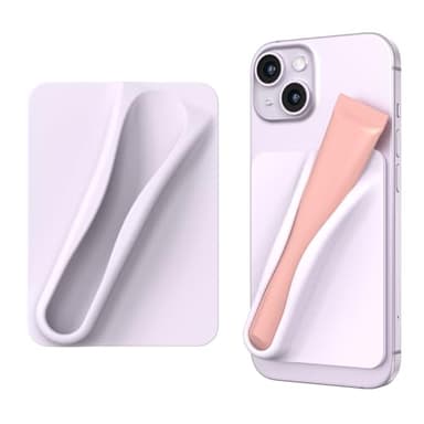 DOB SECHS Silicone Lip Holder for Cell Phone Lipstick Lip Glaze Phone Case Back Stick On Holder for iPhone and Android Phones, Purple