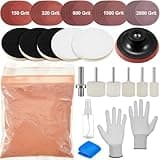Teenyyou 55 Pcs Glass Polishing Kit Windshield Scratch Repair Kit Car Windscreen Glass Scratch Remover 120g Cerium Oxide Powder Wheels Polish Pads Sandpaper Window Repair Tool for Car Windscreen