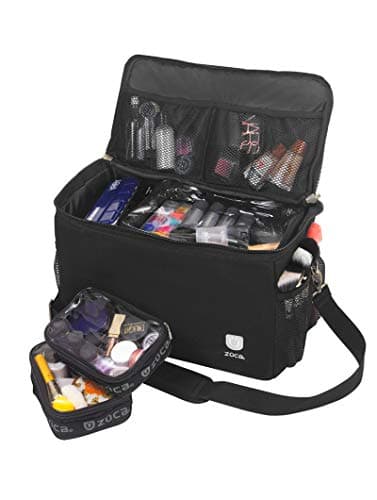 ZUCA MakeUp Artist Shoulder Bag w/Durable Utility Pouch Combo, MakeUp Organizer Bag -Lightweight,Versatile Multi-Compartment Design For Cosmetic Organization,Ideal For Travel & Makeup Sessions, Black