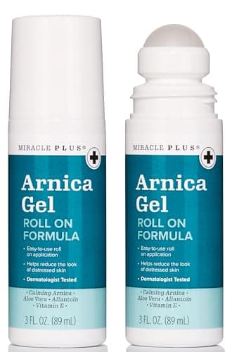 Miracle Plus Natural Arnica Bruise Body Gel Roll On Applicator | Arnica Montana Lotion For Thin Skin Bruising And Swelling After Surgery | Vitamin K Cream | Skin Care Ointment For Bruises, 2-Pack