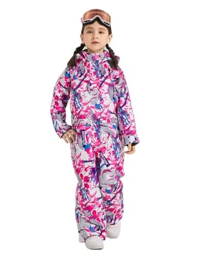 DOOK SNOW Boy and Girl's One-piece ski suit Winter Warm Snowsuits Kids Toddler Waterproof Outdoor Ski Suit (Pink, 150)