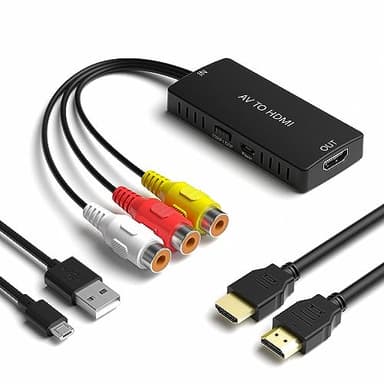 RuiPuo RCA to HDMI Converter, AV to HDMI Adapter Support 1080P, PAL/NTSC Compatible with WII/WII U/PS one/PS2/PS3/STB/Xbox/VHS/VCR/Blue-Ray DVD ect.