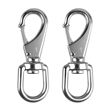 KINLINK 304 Stainless Steel Swivel Snap Hooks, 2 Pack 3.5 Inch Flag Pole Clips, Heavy Duty Spring Snap Hooks for Flagpole Rope, Dog Leash, Keychain, Boat Anchor Rope, Bird Feeder