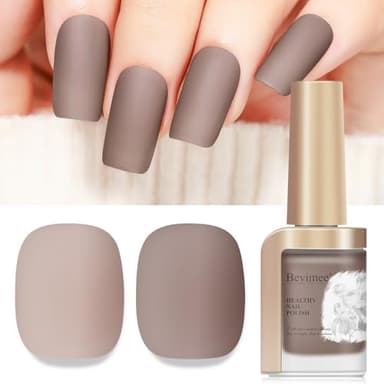 Bevimee Matte Nail Polish, Air Quick Dry, Brown Nail Lacquer Matte Finish Effect, Nail Art Varnish Long Lasting & Fast Drying Velvet Nail Polish For Nail Art, 12ml