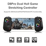 Wireless Mobile Gaming Controller, RGB Cloud Gaming Controller for Android/iOS, 6-Axis Gyro Sensor, Hall Effect Sensor, Back Clip, Support for Mobile Phone/Tablet/Switch (Dark Black)
