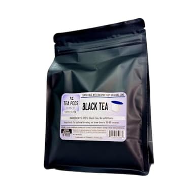 Black tea pods compatible with Nespresso OriginalLine, single serve ceylon tea capsules for coffee brewing machines - 18 tea capsules